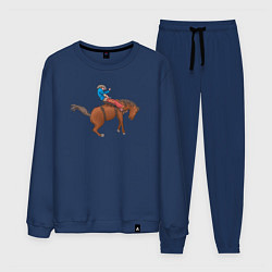 Костюм хлопковый мужской Наездник и конь вместе, цвет: тёмно-синий