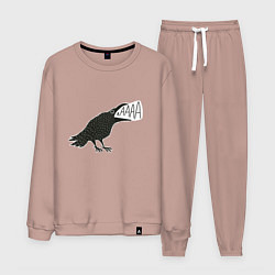Костюм хлопковый мужской Кричащая ворона, цвет: пыльно-розовый
