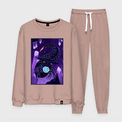Костюм хлопковый мужской Subnautica подводный монстр, цвет: пыльно-розовый
