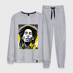 Костюм хлопковый мужской Bob Marley Digital Art, цвет: меланж