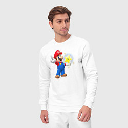Костюм хлопковый мужской Марио держит звезду, цвет: белый — фото 2