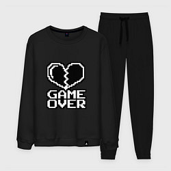 Костюм хлопковый мужской Game Over на черном фоне, цвет: черный