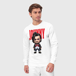 Костюм хлопковый мужской Johnny Depp - cool dude - pop art, цвет: белый — фото 2
