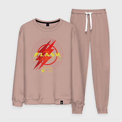 Костюм хлопковый мужской The Flash logotype, цвет: пыльно-розовый