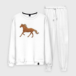 Костюм хлопковый мужской Конь бежит, цвет: белый