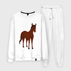 Костюм хлопковый мужской Прекрасная лошадка, цвет: белый