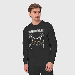 Костюм хлопковый мужской Breaking Benjamin rock cat, цвет: черный — фото 2