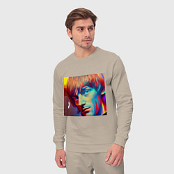 Костюм хлопковый мужской Brian Jones Cartoon Glitch Art, цвет: миндальный — фото 2