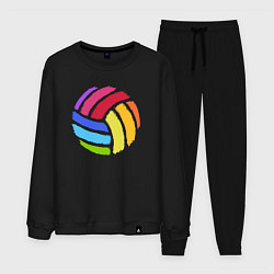 Костюм хлопковый мужской Rainbow volleyball, цвет: черный