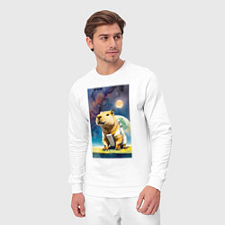 Костюм хлопковый мужской Capybara brave astronaut - neural network, цвет: белый — фото 2