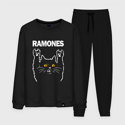Костюм хлопковый мужской Ramones rock cat, цвет: черный