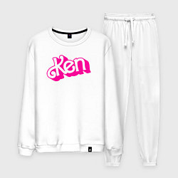 Костюм хлопковый мужской Логотип розовый Кен, цвет: белый