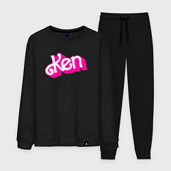 Костюм хлопковый мужской Логотип розовый Кен, цвет: черный