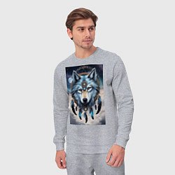 Костюм хлопковый мужской Шаман волк, цвет: меланж — фото 2