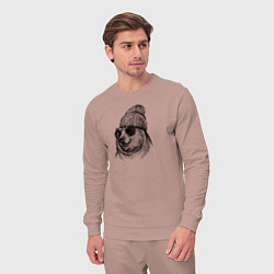 Костюм хлопковый мужской Медведь в шапке, цвет: пыльно-розовый — фото 2