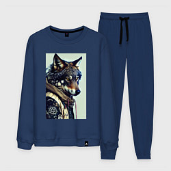 Костюм хлопковый мужской Матёрый модный волчара, цвет: тёмно-синий