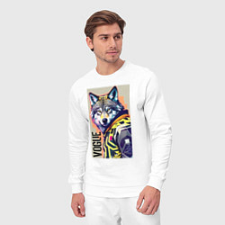 Костюм хлопковый мужской Wolf fashionista - pop art, цвет: белый — фото 2