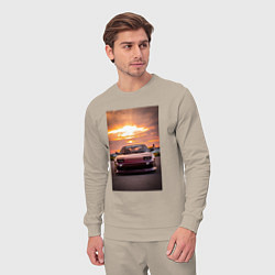 Костюм хлопковый мужской Авто в багровом закате, цвет: миндальный — фото 2