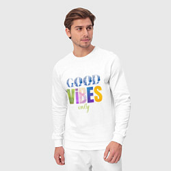 Костюм хлопковый мужской  Good vibes only, цвет: белый — фото 2