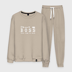 Костюм хлопковый мужской Boss this time to work, цвет: миндальный