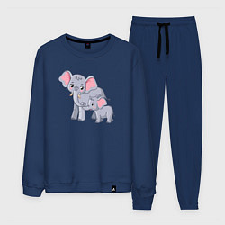 Костюм хлопковый мужской Elephants family, цвет: тёмно-синий