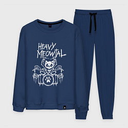 Костюм хлопковый мужской Heavy Meowtal - кошачья музыка, цвет: тёмно-синий