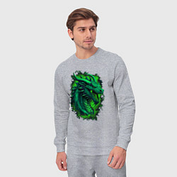 Костюм хлопковый мужской Дракон 2024 зеленый, цвет: меланж — фото 2