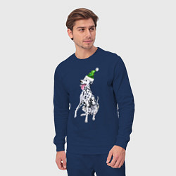 Костюм хлопковый мужской Новогодний далматин, цвет: тёмно-синий — фото 2