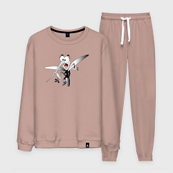 Костюм хлопковый мужской Напуганный-комар, цвет: пыльно-розовый