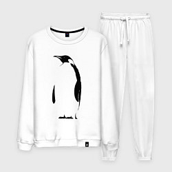 Костюм хлопковый мужской Пингвин стоит трафарет, цвет: белый