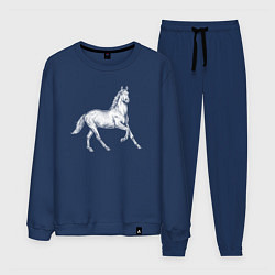 Костюм хлопковый мужской Белая лошадь на скаку, цвет: тёмно-синий