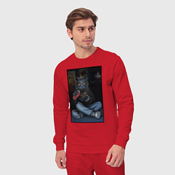 Костюм хлопковый мужской Кот - задрот, цвет: красный — фото 2