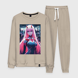 Костюм хлопковый мужской Darling in the Franxx - zero two - ai art, цвет: миндальный