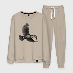 Костюм хлопковый мужской Тукан в полёте, цвет: миндальный