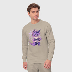Костюм хлопковый мужской Фиолетовый дракон в свитере, цвет: миндальный — фото 2