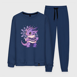Костюм хлопковый мужской Фиолетовый дракон в свитере, цвет: тёмно-синий