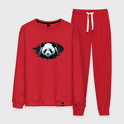 Костюм хлопковый мужской Грустная панда портрет, цвет: красный
