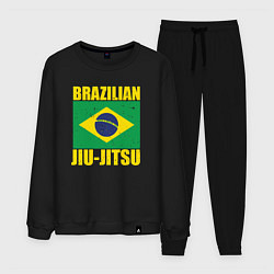 Костюм хлопковый мужской Brazilian jiu-jitsu, цвет: черный