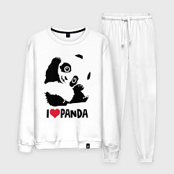 Костюм хлопковый мужской I love panda, цвет: белый