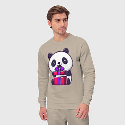 Костюм хлопковый мужской Панда с подарком, цвет: миндальный — фото 2