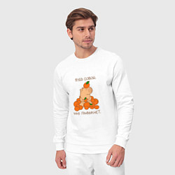 Костюм хлопковый мужской Капибара и мандарины: будь собой, цвет: белый — фото 2