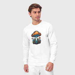 Костюм хлопковый мужской Психоделические грибы, цвет: белый — фото 2