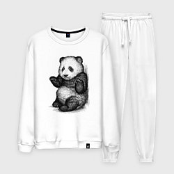 Костюм хлопковый мужской Детеныш панды, цвет: белый