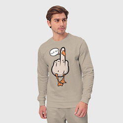 Костюм хлопковый мужской Duck you - фак ю, цвет: миндальный — фото 2