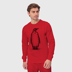 Костюм хлопковый мужской Пингвин стоит, цвет: красный — фото 2