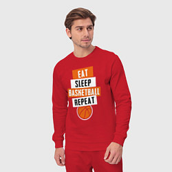Костюм хлопковый мужской Eat sleep basketball, цвет: красный — фото 2