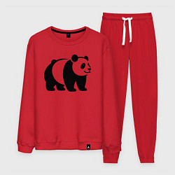 Костюм хлопковый мужской Стоящая на четырёх лапах чёрная панда, цвет: красный