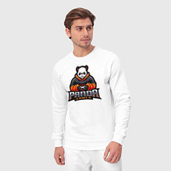 Костюм хлопковый мужской Панда геймер с гейпадом, цвет: белый — фото 2