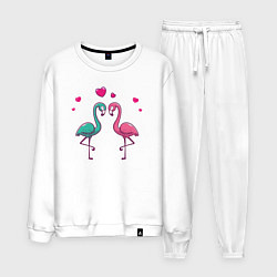 Костюм хлопковый мужской Flamingo love, цвет: белый