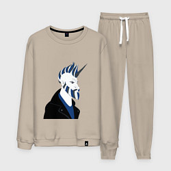 Костюм хлопковый мужской Брутальный единорог хипстер, цвет: миндальный